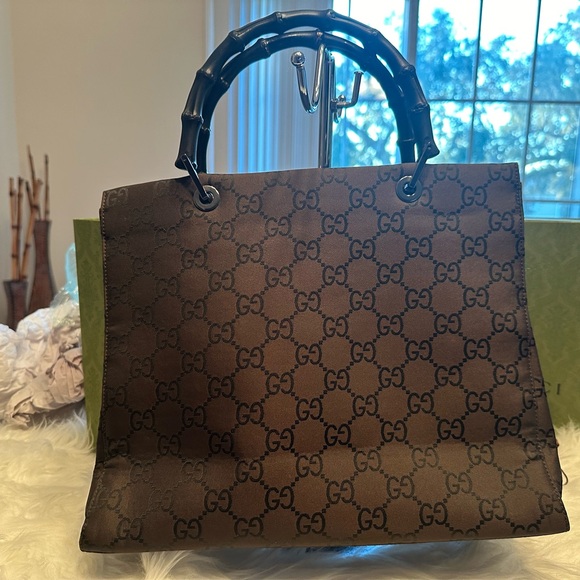 Authentic Gucci Bamboo Canvas Tote - Picture 12 of 16